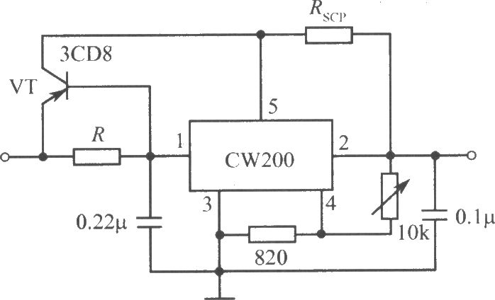 用PNP型功率晶体管扩流的CW200集成稳压