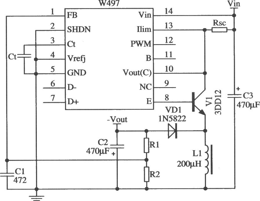 由W497构成的输出极性相反的扩流应用电路