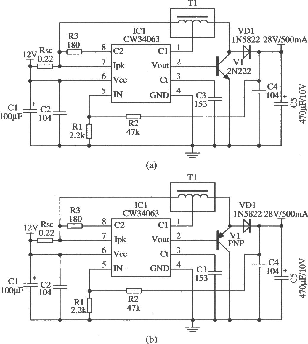 升压型扩大输出电流的应用电路(CW3