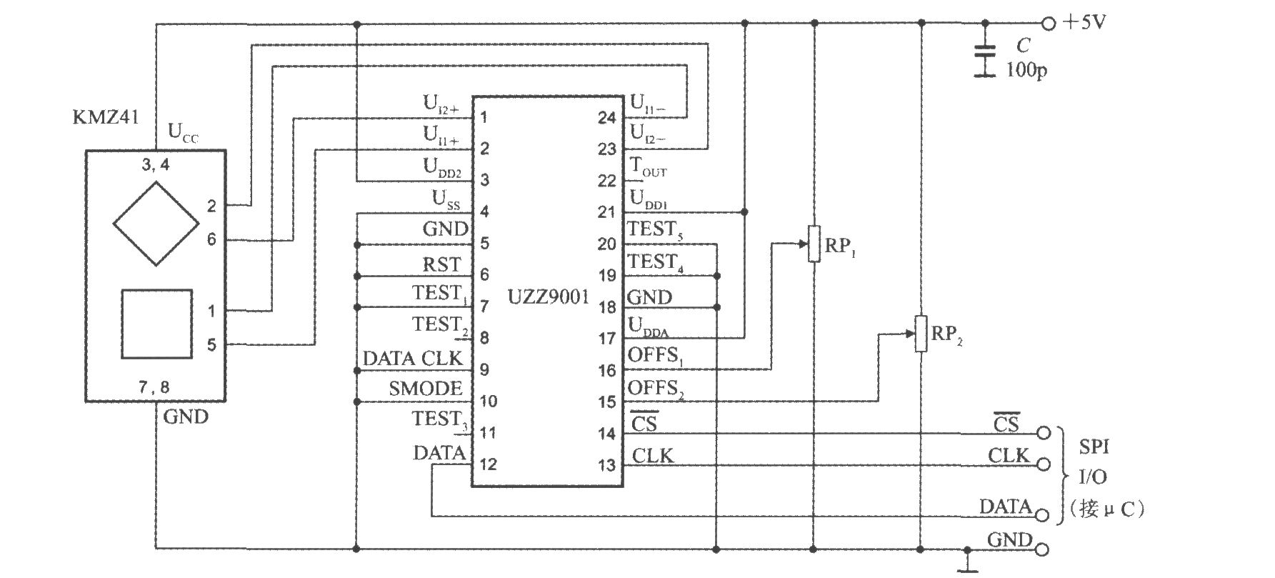 数字输出式角度传感器信号调理器UZZ9001的典型应