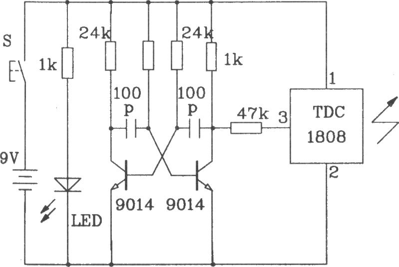 由TDC1808/1809构成射频单、多通道遥控发射、接收电路图