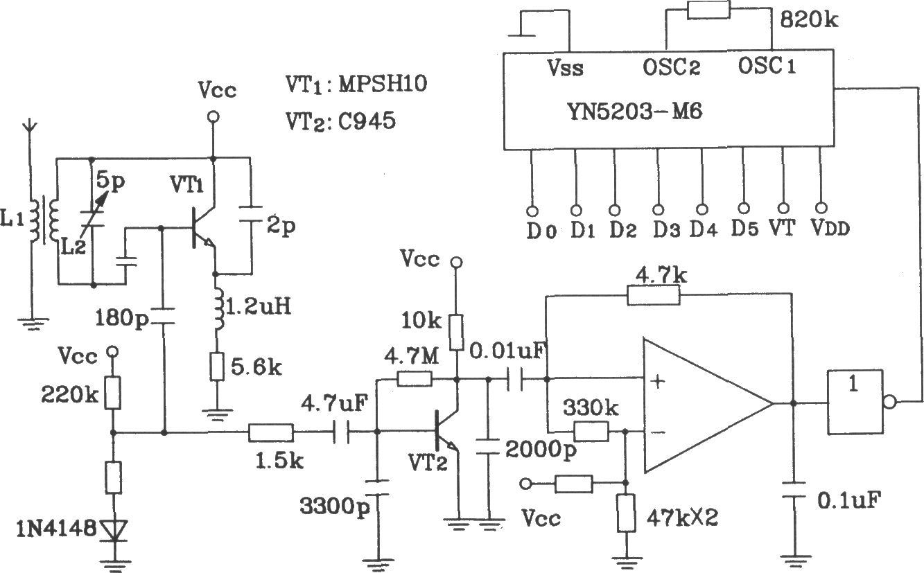由YN5103/5203多路射频遥控编码发射、译码接收集成电路